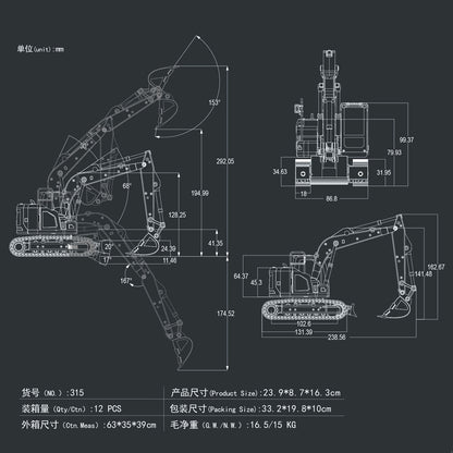 Pre-order Metal 1/50 Electric Remote Control Excavator Ready To Run Mini RC Engineering Vehicle Model Lights Sounds Desktop Level Gift