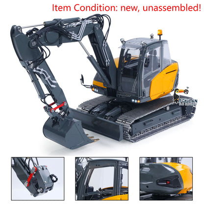 In Stock LESU MC15 4 Arms Metal 1/14 Hydraulic Remote Control Excavator KIT Model RC Digger Dual Pumps 9 Ways Valve Light Sound Motor