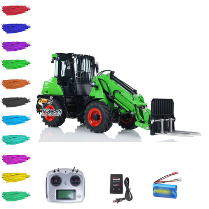 LESU AOUE AT1050 1/14 Metal 4X4 RC Hydraulic Telescopic Arm Loader FlySky I6S Radio Controller Fork Bucket Sound Light System
