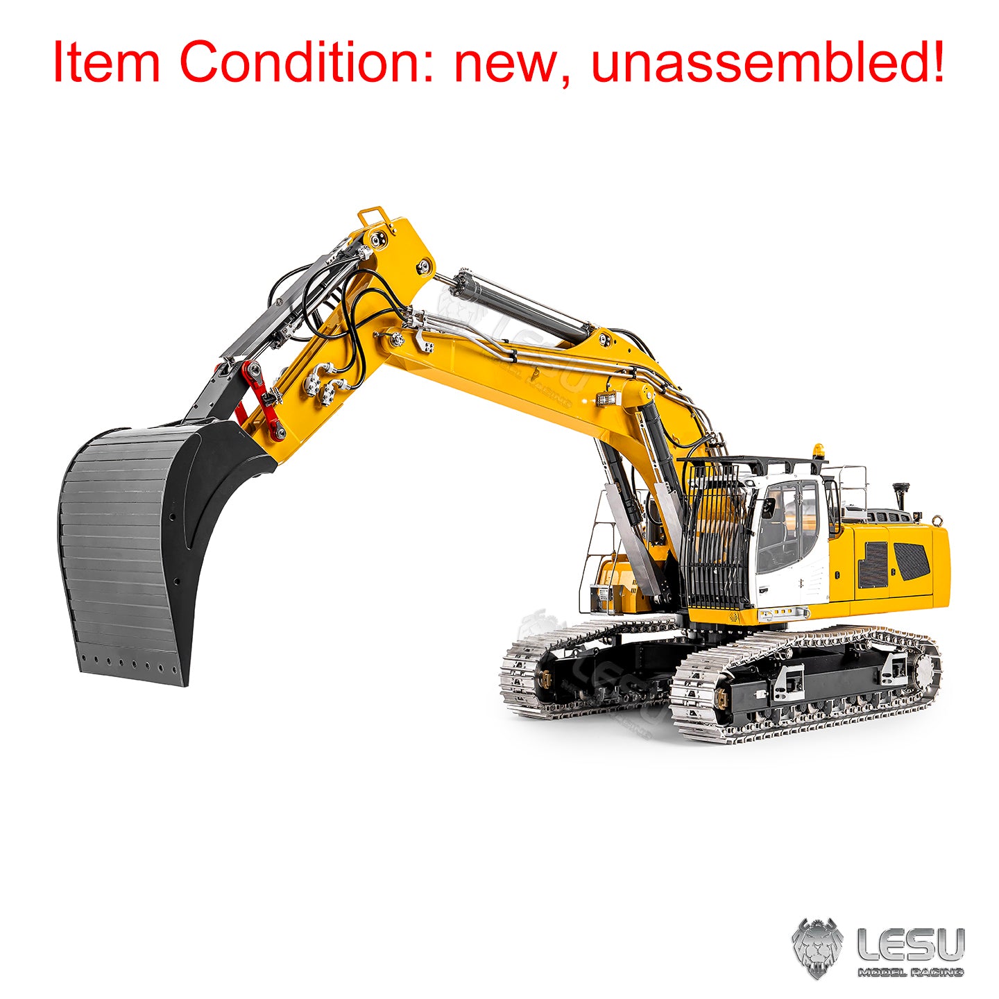 LESU AOUE LR956 1/14 RC Hydraulic Excavator KIT Metal 2 Arms Remote Control Digger Model 4MPA Dual Pumps Light 6CH Brass Valve