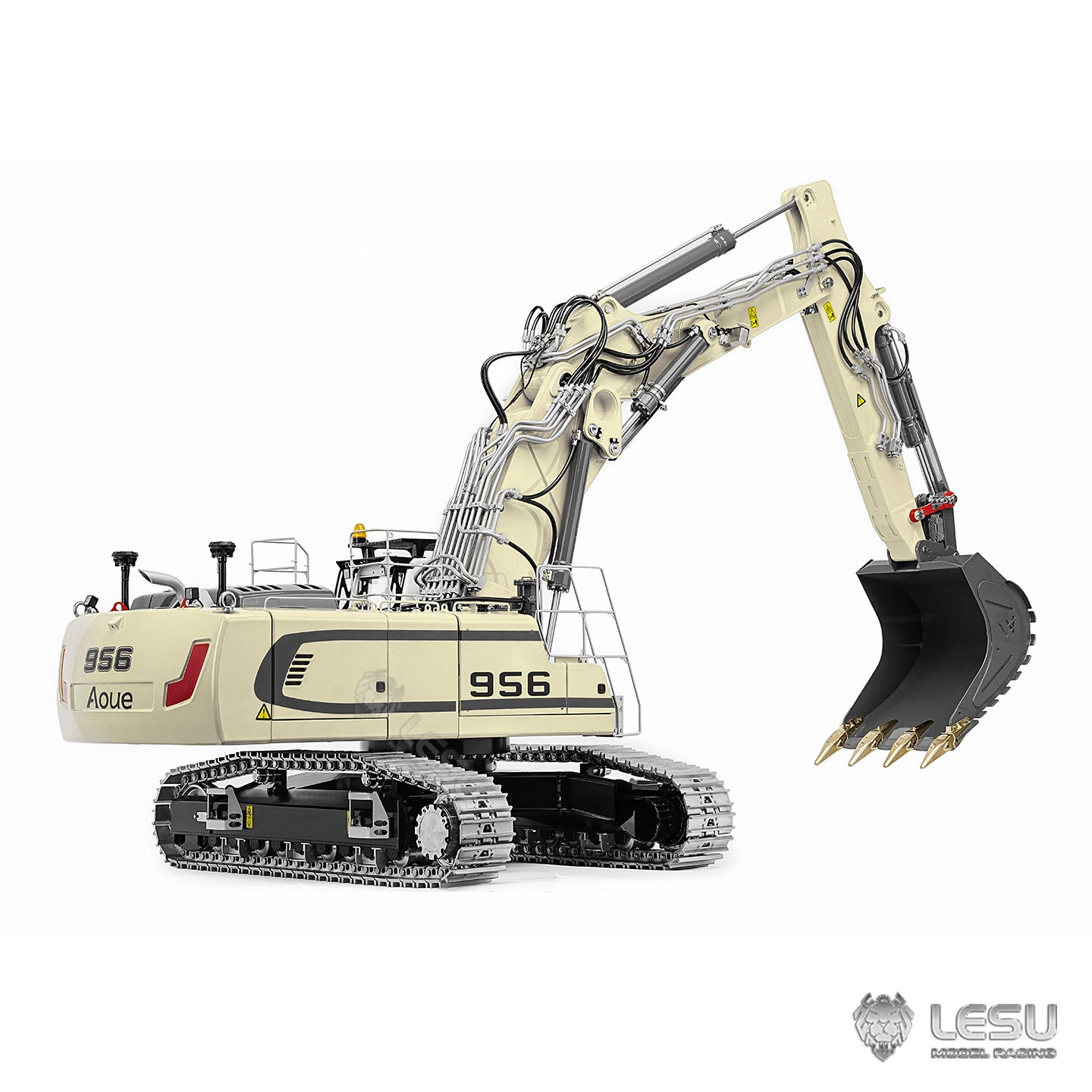 Metal LESU 1/14 RC Hydraulic Excavator LR956 Remote Control 3 Arms Digger Model 7CH Valve Dual Pumps Light Flysky PL18EV LITE