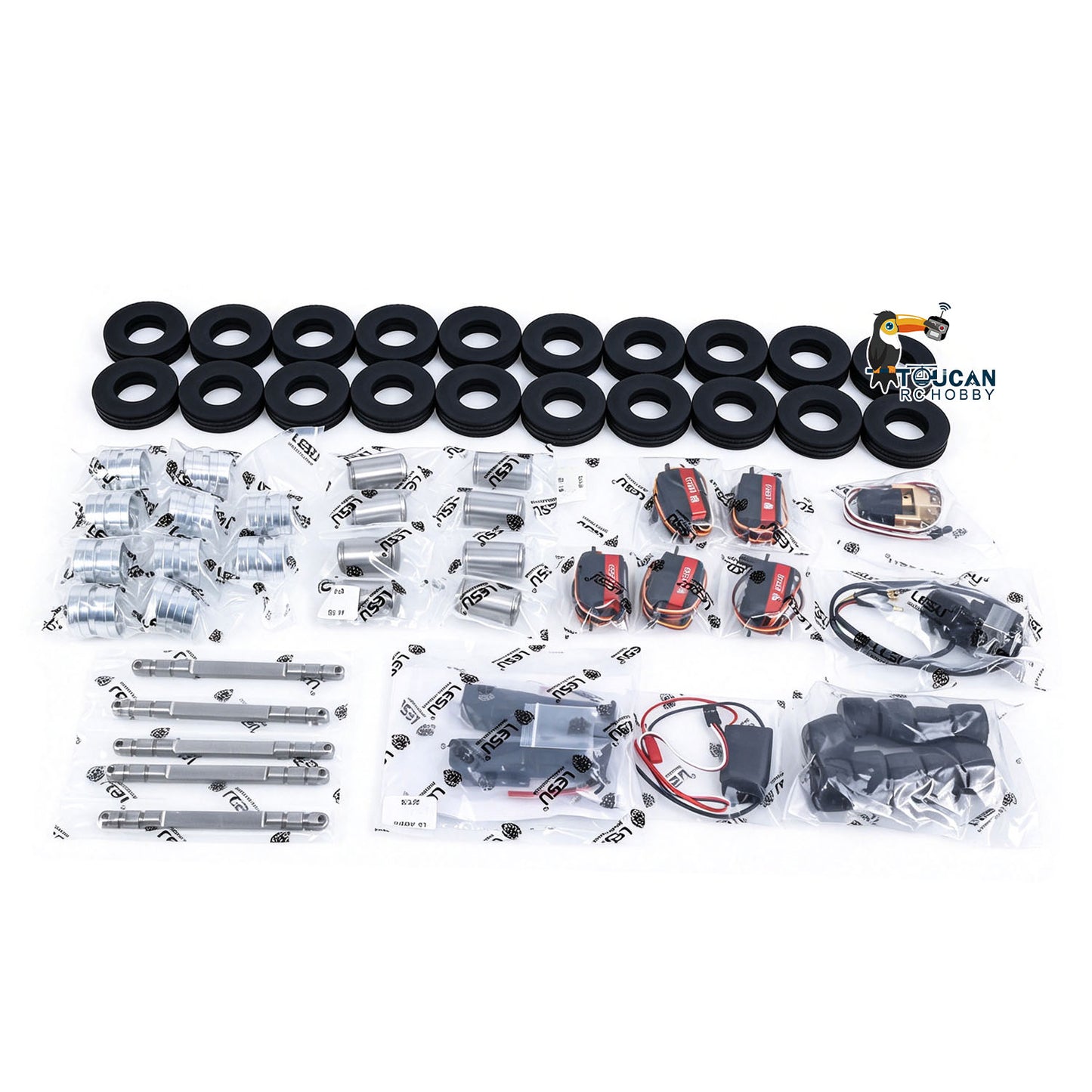 1/14 RC Metal Semi Trailer Painted KIT LESU A0055 Hydraulic System 5 Axles Steering for DIY Remote Control Dump Truck Model