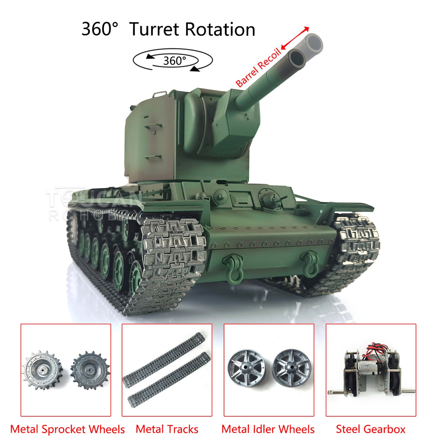 Henglong 1/16 7.0 Upgraded RC Tank Gigant Painted Heavy Remote Controlled Giant Military Trucks Soviet KV-2 RTR 3949 360 Turret
