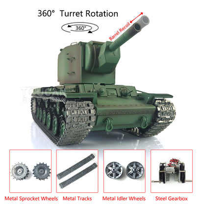 Henglong 1/16 7.0 Upgraded RC Tank Gigant Painted Heavy Remote Controlled Giant Military Trucks Soviet KV-2 RTR 3949 360 Turret