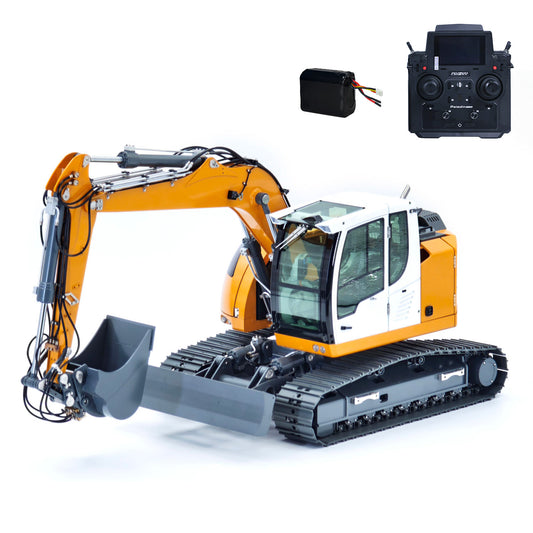 JDM-208 1/14 7CH Remote Control Hydraulic Excavator R920 2Arms Metal RC Digger Flysky PL18 EV Lite Sound System Quick Coupler