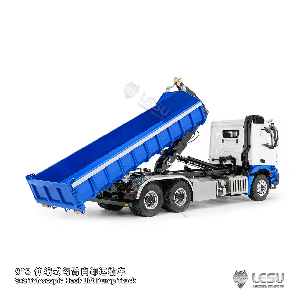 TOUCAN RC HOBBY LESU Z0092 1/14 6x6 RC Hydraulic Roll Off Dump Truck with Telescopic Hook Lift Metal Chassis 3 Speed Gearbox Light Sound System