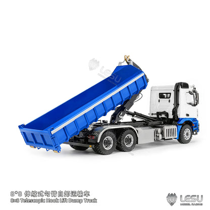 TOUCAN RC HOBBY LESU Z0092 1/14 6x6 RC Hydraulic Roll Off Dump Truck with Telescopic Hook Lift Metal Chassis 3 Speed Gearbox Light Sound System