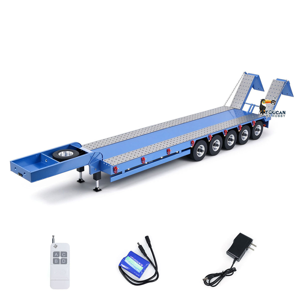 TOUCAN RC HOBBY HHG Model 5 Axles Metal Semi-trailer for 1/14 RC Tractor Truck Remote Control Dumper Cars Construction Vehicles DIY Hobby Models Painted