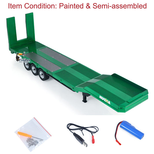 US Stock HUINA 1/18 Plastic Flatbed Semi Trailer 1502 for Radio Controlled Tractor Truck 1501 Electric Support Legs Battery No Light