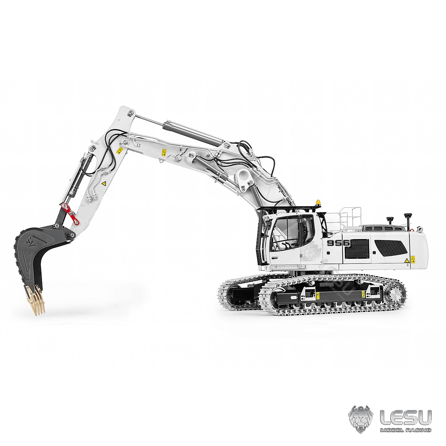 LESU LR956 1/14 Metal RC Excavator B0040 3-arm Hydraulic Digger Brushless Motor Lighting System Dual-Pump Electronic Display Screen for Hobbyists
