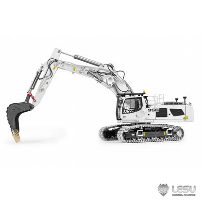 LESU LR956 1/14 Metal RC Excavator B0040 3-arm Hydraulic Digger Brushless Motor Lighting System Dual-Pump Electronic Display Screen for Hobbyists