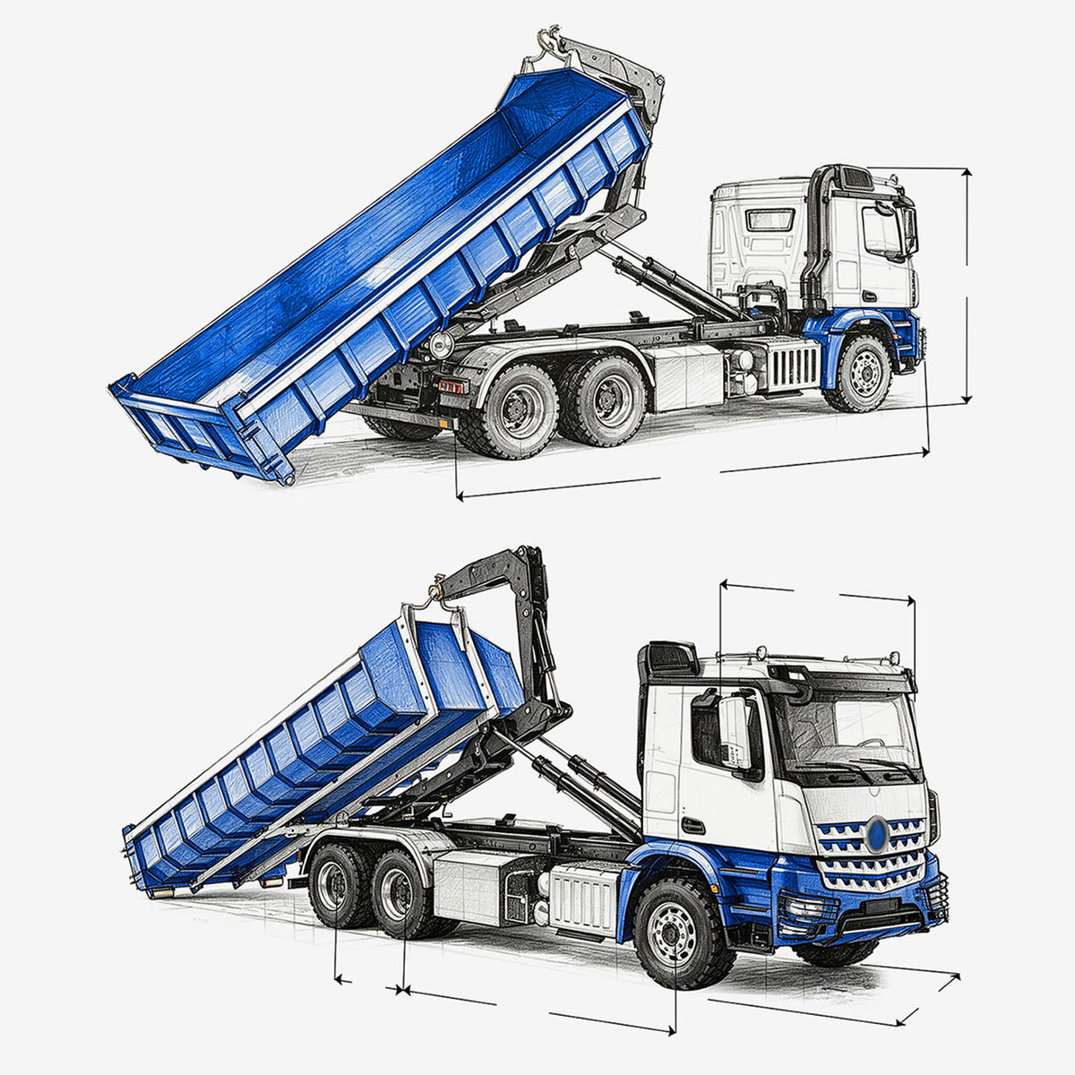 TOUCAN RC HOBBY LESU Z0100 1/14 6x6 Metal Hydraulic RC Roll Off Dump Truck with Folding Hook Lift 3 Speed Transmission Differential Lock Light Sound