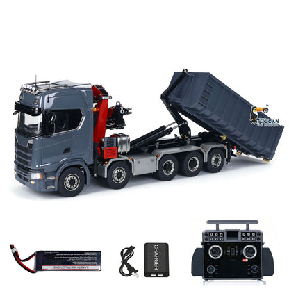 TOUCAN RC HOBBY LXY 770S 1:14 5 Axles 10x10 Metal Chassis RC Hydraulic Dump Truck Remote Control Crane Full Roll Off Dumper Frsky XE Lite RC Vehicle Model