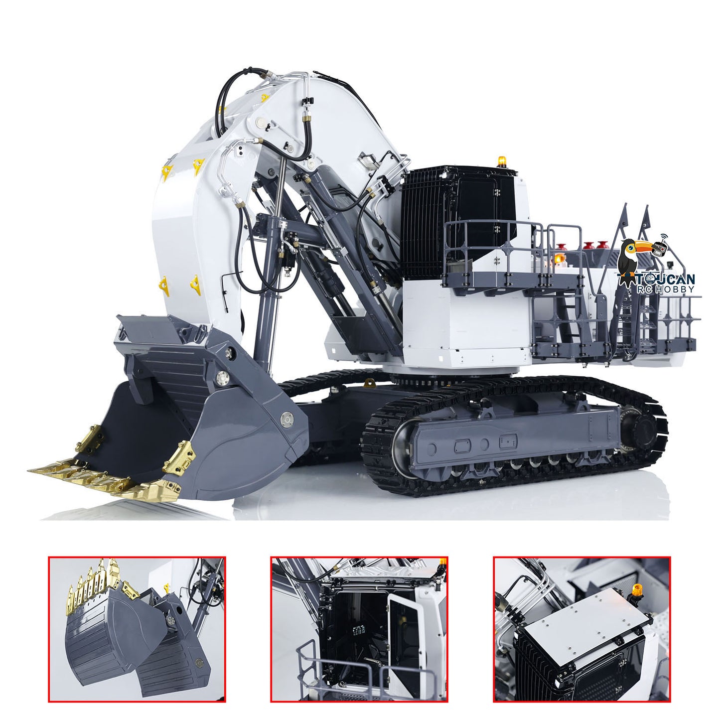 LESU Aoue 9150 1/14 Metal RC Excavator B0010 PNP/RTR Dual Pump Hydraulic Digger 5CH Valve Lighting Electronic Display Lifting Ladder for Construction Hobby Collectors