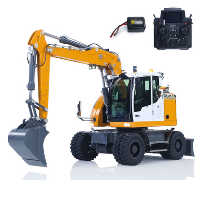 1/14 Remote Control Hydraulic Wheeled Excavator 7-ways Valve RC Digger 2WD/4WD Engineering Vehicle RTR Axle Lock PL18EV Lite