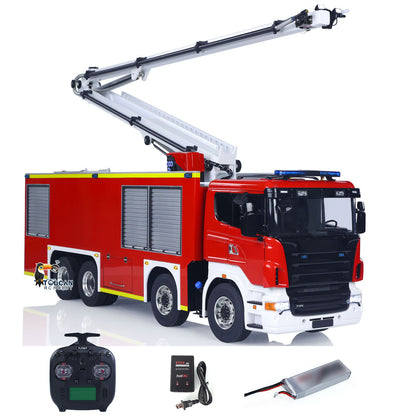 1/14 Metal Chassis RTR Rescue Fire Vehicle 8x4 RC High-reach Snozzle Fire Truck ST8 Radio System Battery 3363 Model Car