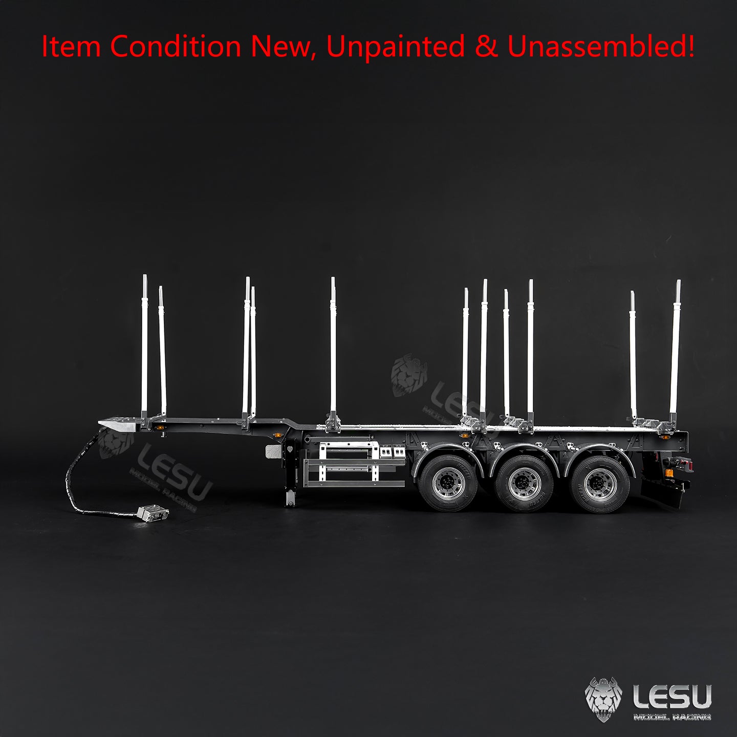LESU A0053 1/14 Metal RC Log Semi Trailer with Electric Support Legs Magnetic Power Connector for Tractor Truck Weekend Outdoor Fun