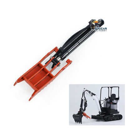 JXModel Metal Ripper Rake Grille Leveling Bucket Leveling Beam Electric Power Rammer Ditch Cleaning Bucket Gripper for 1/14 E20 RC Hydraulic Excavator DIY