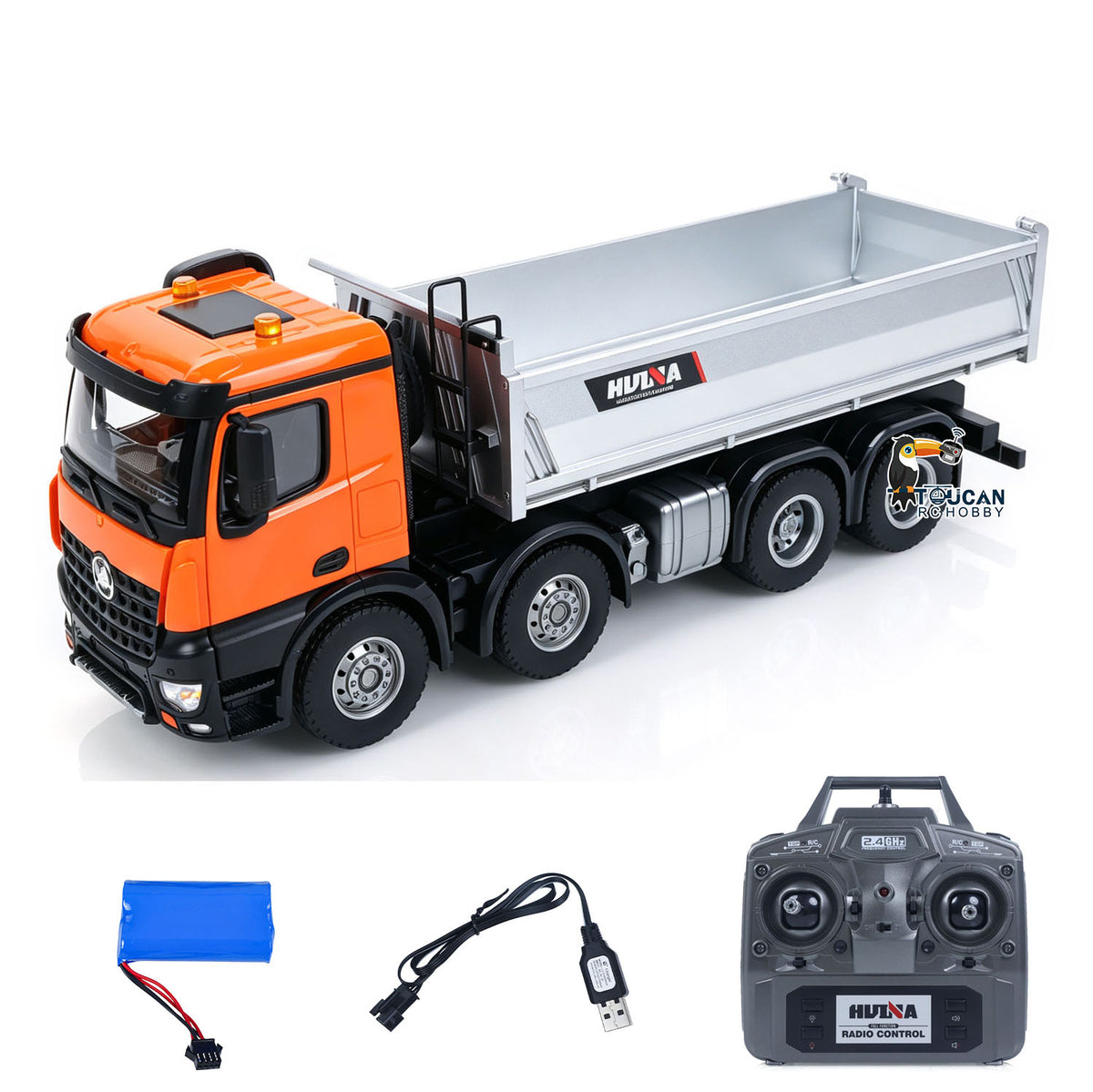 Fast Free Shipping for EU HUINA 1/14 RC Dump Truck 1536-1 - Metal 8X8 RTR