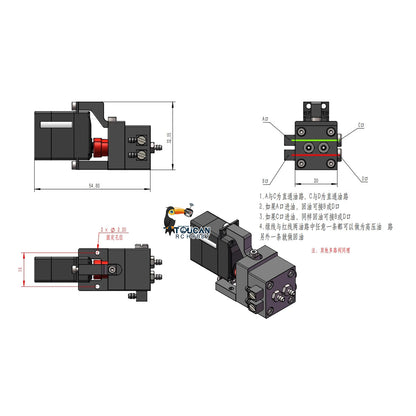 TOUCAN RC HOBBY 1CH 2CH 3CH 4CH 5CH Metal Directional Valve W/ Servo Spare Part for 1/14 RC Excavator Loader forklift Radio Controlled Truck Model