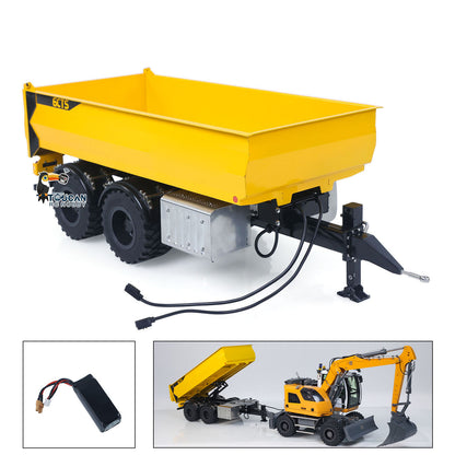 1/14 2 Axels Metal RC Hydraulic Dump Trailer Truck W/ Support Leg for LR914 PRO Remote Control Wheeled Excavator Digger Model