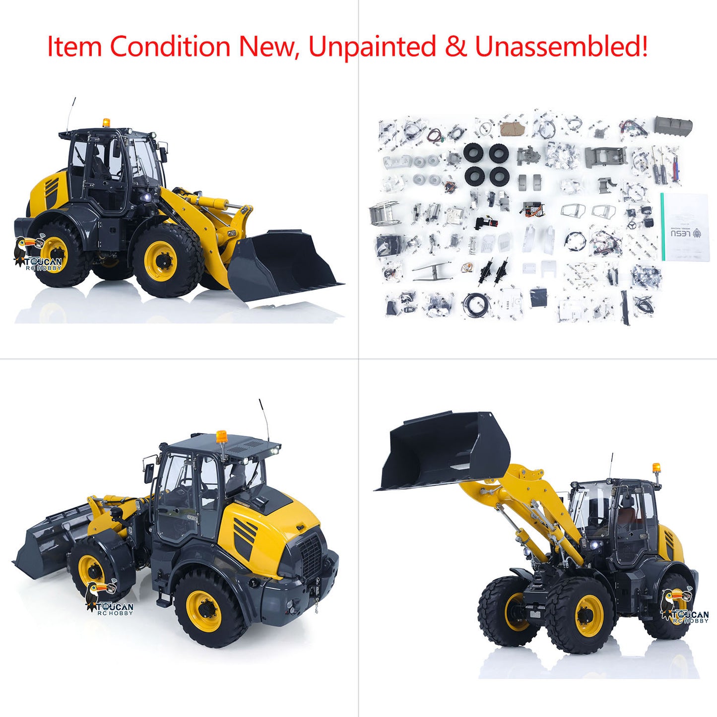 LESU Aoue WA100M-8 1/14 Metal 4x4 Hydraulic RC Loader A0021 Model with Brushless Motor Quick Release Coupler Sound Light System