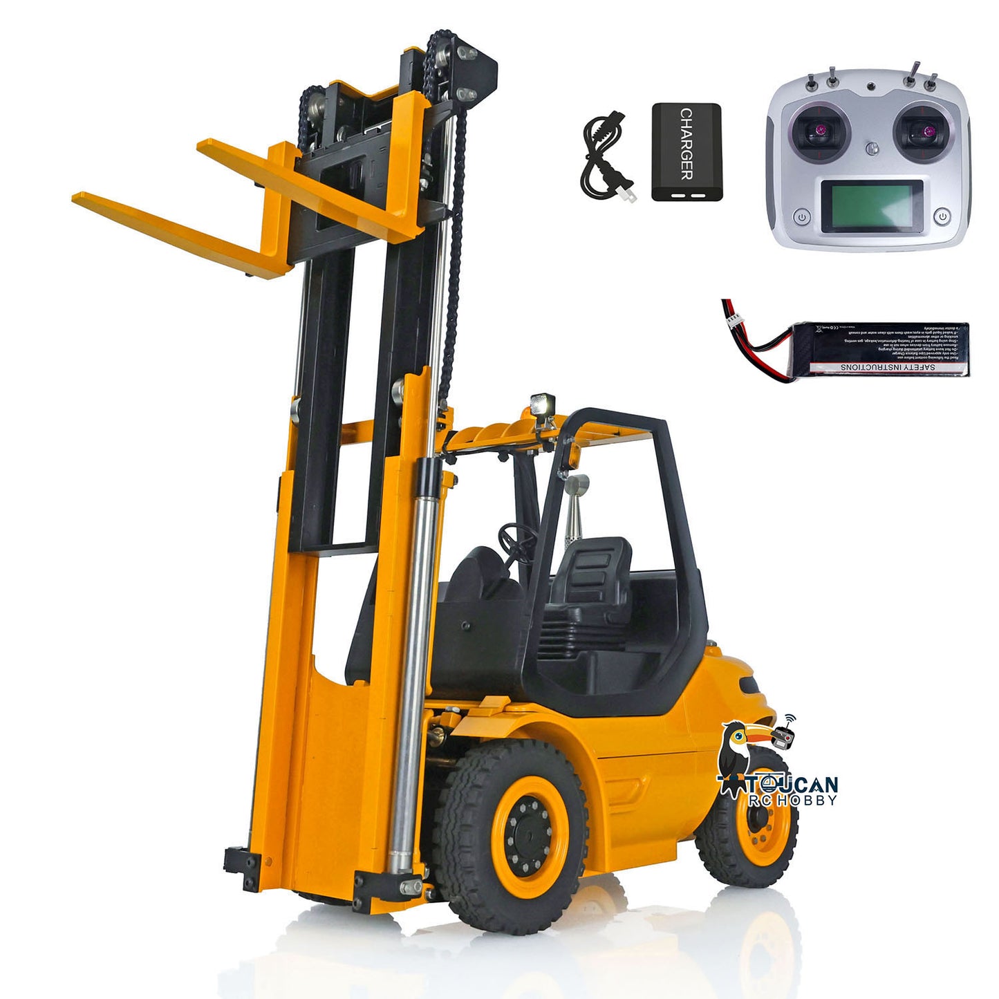 1/14 Metal LESU Assembled and Painted RC RTR Model forklift Truck Light Sound Motor Servo ESC Flysky FS Transmitter Receiver