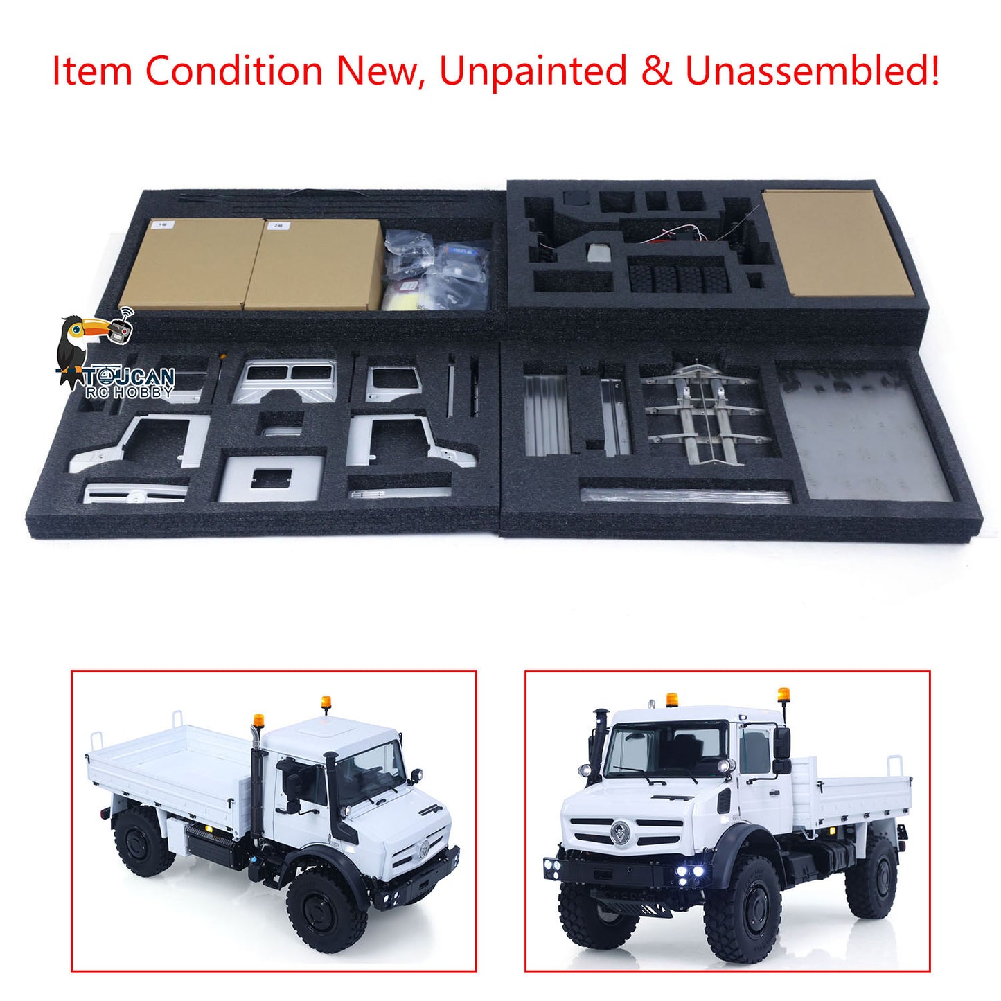 LESU U4023 1/14 Metal RC Off Road Vehicle Kit Non-Hydraulic All Terrain Light Truck Detachable Steel Cargo Bed 3 Speed Transmission Differential Locks Light Sound System for Hobby Collectors