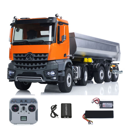 TOUCAN RC HOBBY Kabolite Metal 1/14 4X4 RC Tractor Truck 3Axles Electric Lifting Dump Trailer 5801 RTR Remote Control Emulated Car Hobby Model 2-speed Transmission Battery Light Sound