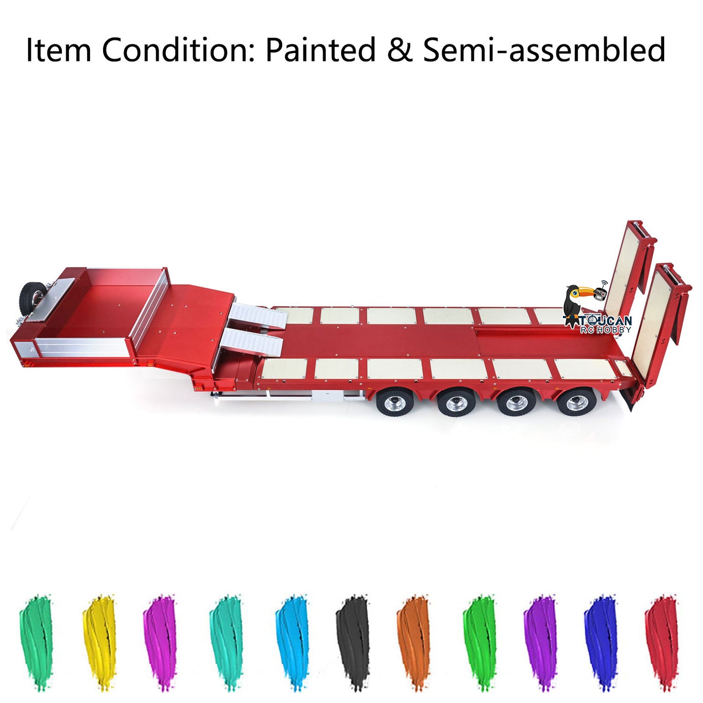Degree 1/14 Metal Heavy 4Axle Steering Trailer 997 V2 Adjustable Length Width For Remote Control Tractor Truck 56379