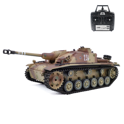 Plastic Henglong 1/16 7.0 Mainboard German Stug III RTR RC Tank Model 3868 BB IR Steel Gearbox 1800MAH Battery Radio Sound Light