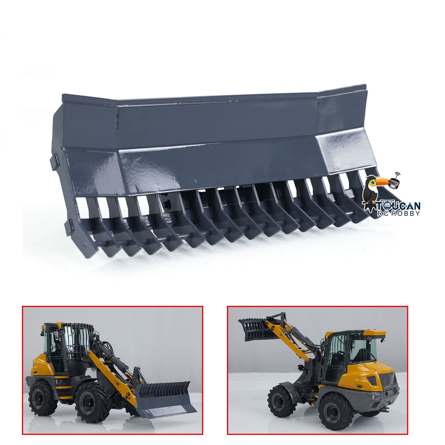 LESU 1/14 RC Loader AOUE MCL8 ST8 Remote Control Car Hydraulic Dozer Shovel Metal Sieve Shovel Rake Bucket Gripper RTR Sound Light