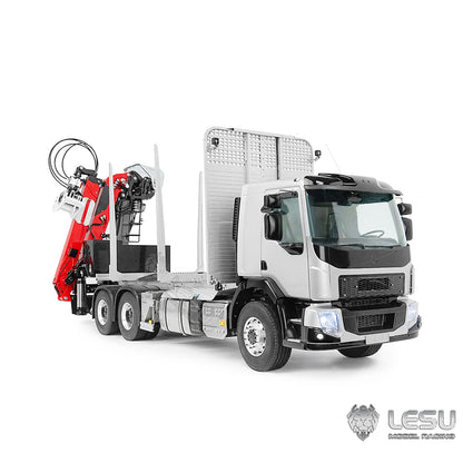 LESU 1/14 RC Logging Truck Timber Truck Hydraulic Crane VM FE Cabin Remote Control Lorry 6x6 Metal Chassis Axle Lock Light Sound