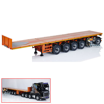 NOOXION 1/14 6 Axles Metal Flat Trailer for Remote Controlled Tractor Truck RC Electric Car Hobby Model DIY Parts