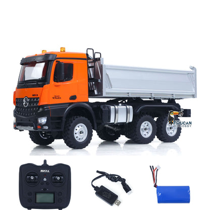 1/14 6*6 Plastic RC Dumper Truck 1598 Remote Control Engineering Transport Vehicle Lifting Rod Tipper Car Light Sound Battery 2.4G Radio Controller RTR