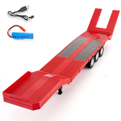 Fast Free Shipping 3 Axle Plastic Semi Trailer Flatbed 1502 for 1/18 Remote Control Tractor Truck HUINA 1501 RC Lorry Car Model Upgrade Parts