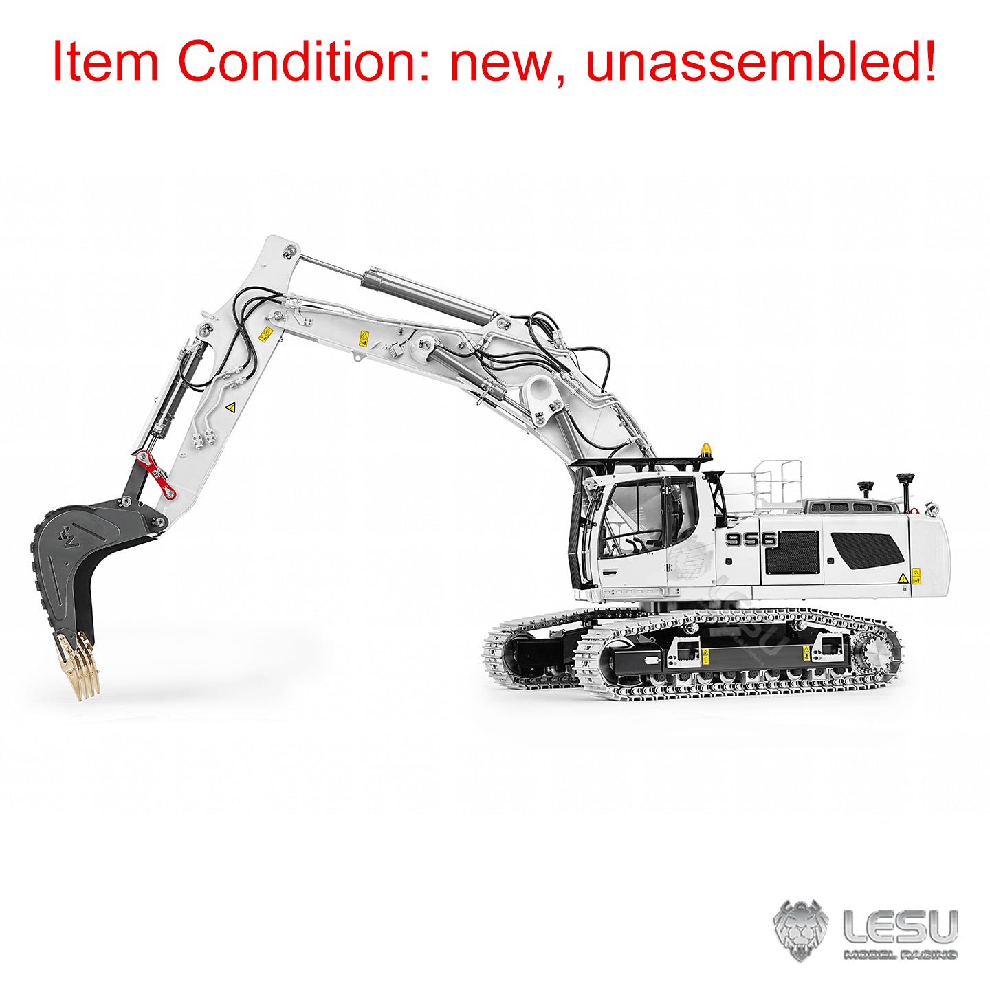 Metal LESU 1/14 Radio Controlled Hydraulic Excavator Aoue LR956 KIT 3 Arms RC Digger Model 4MPA Dual Pumps 7CH Valve Light