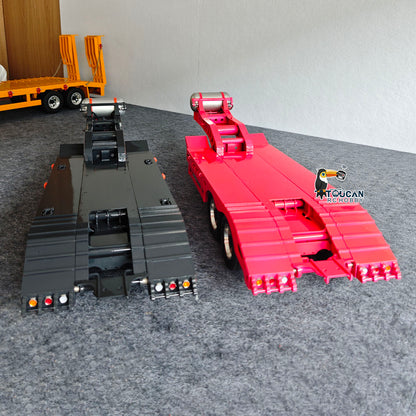 TOUCAN RC HOBBY HHG Model 1/14 Metal 2 Axle Flatbed Trailer Manual Width Adjustable 18-23cm with Lights Stainless Steel Wheels for RC Tractor Truck Model