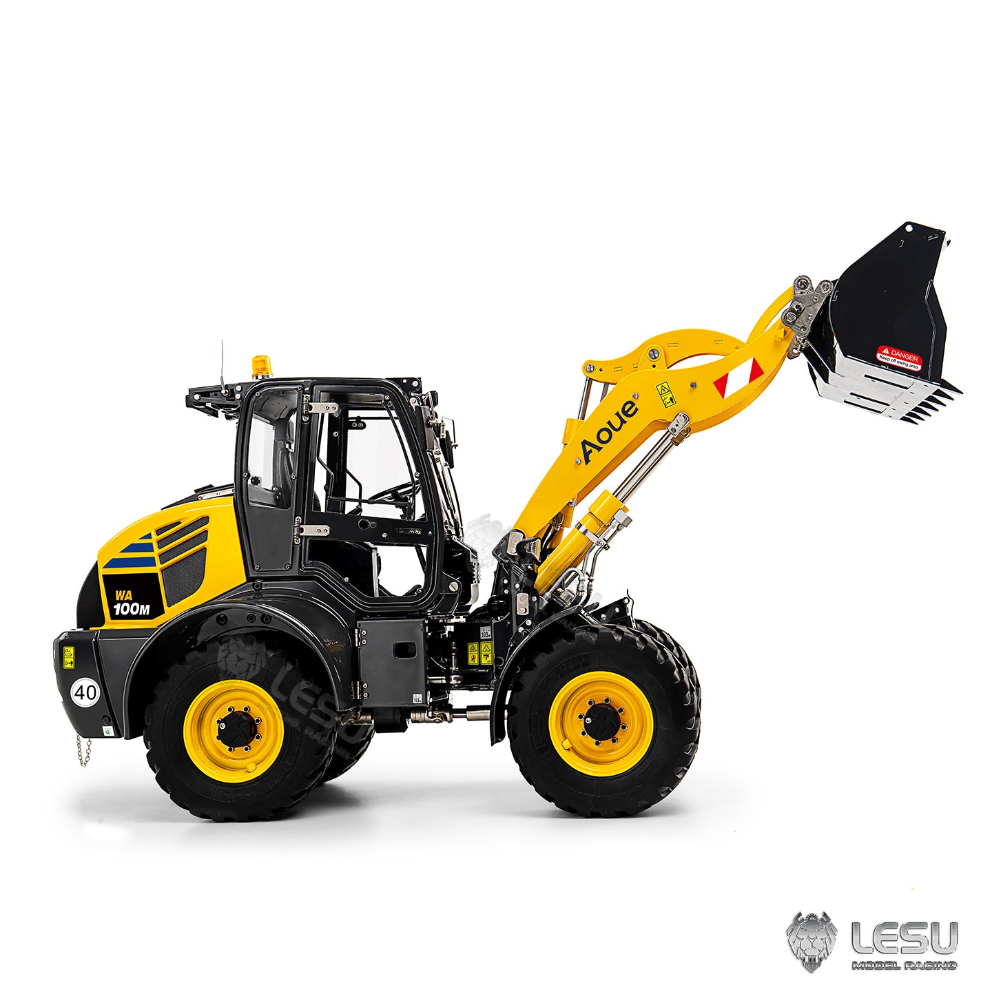 LESU 1/14 4X4 RC Hydraulic Loader Aoue WA100M-8 Metal Remote Control Construction Vehicle Model 4CH Valve Axle Lock Sound Light