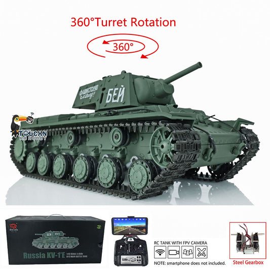 TOUCAN RC HOBBY Heng Long 1/16 TK7.0 Plastic Panther G Soviet KV-1 RTR RC Tank 3879/3878 Model BB IR Smoke FPV 360 Degrees Turret Metal Barrel Steel Gearbox
