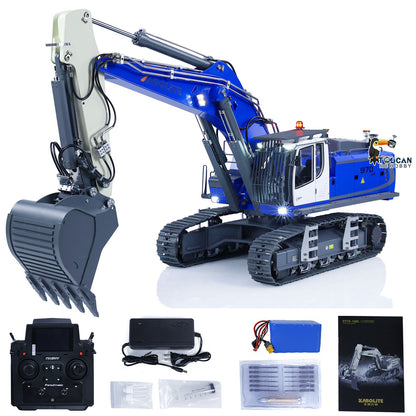 Kabolite K970 100S Pro 1/14 RC Excavator Metal Hydraulic Digger Model Remote Control Construction Vehicle Light Sound Paladin PL18EV Lite Radio Smoking GPS Sticker Battery