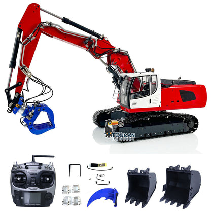 MTM 1/14 946-3 10CH RC Tracked Hydraulic Excavator 3 Arms Metal Diggers Assembled Painted Model Ripper Grab Bucket Toy ESC