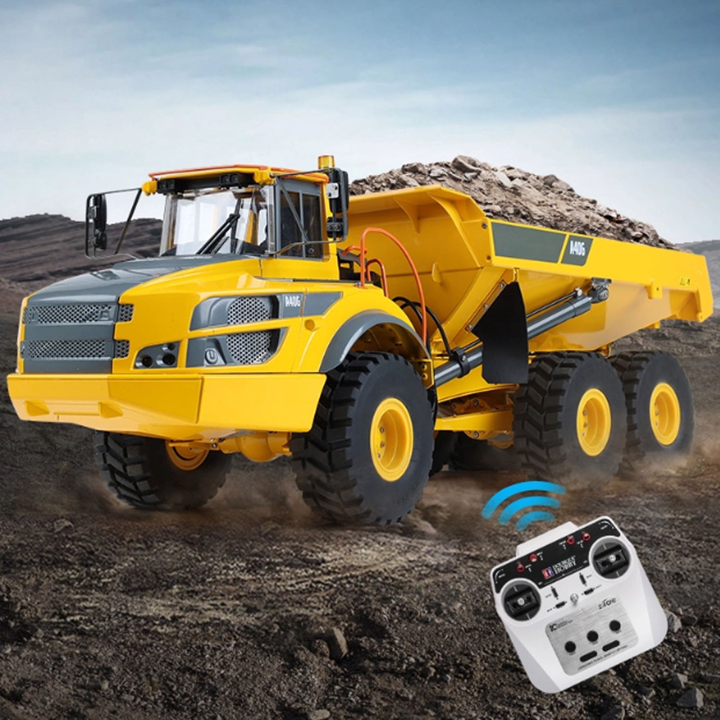 In Stock Metal DoubleE 1/16 Remote Control Articulated Dumper 6WD Electric Remote Control Truck Model 10KG Load Capacity Openable Door