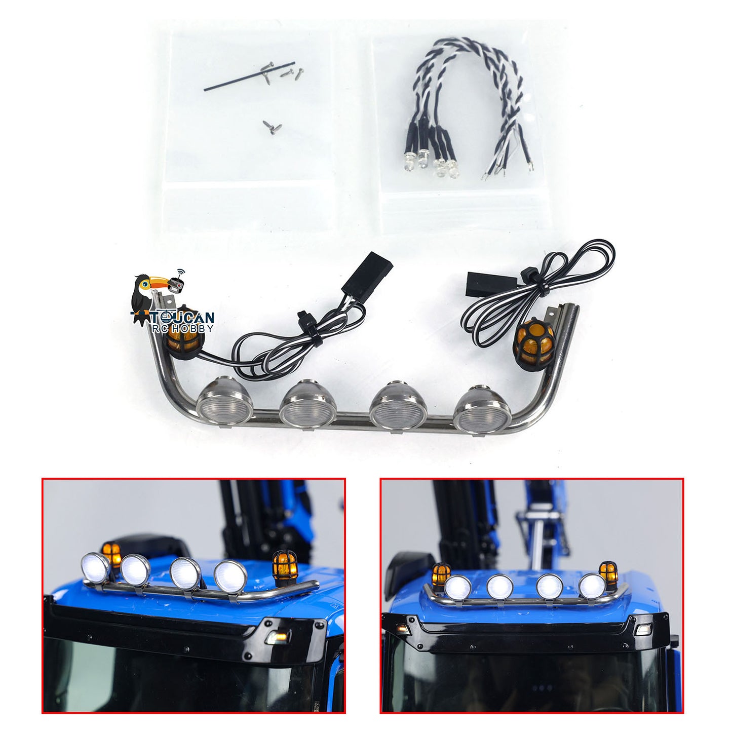Toucanhobby Spotlight with Rotating Lights Decorative Air Conditioner for K3363 Low-top 1/14 RC Tractor Truck Radio Control Dumper DIY for Enthusiast
