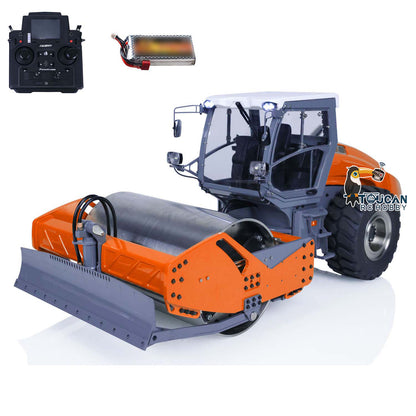 LESU Aoue H13i 1/14 Metal Hydraulic RC Road Roller A0009 Lock Differential Axles Front Shovel Light Sound System for Backyard Fun