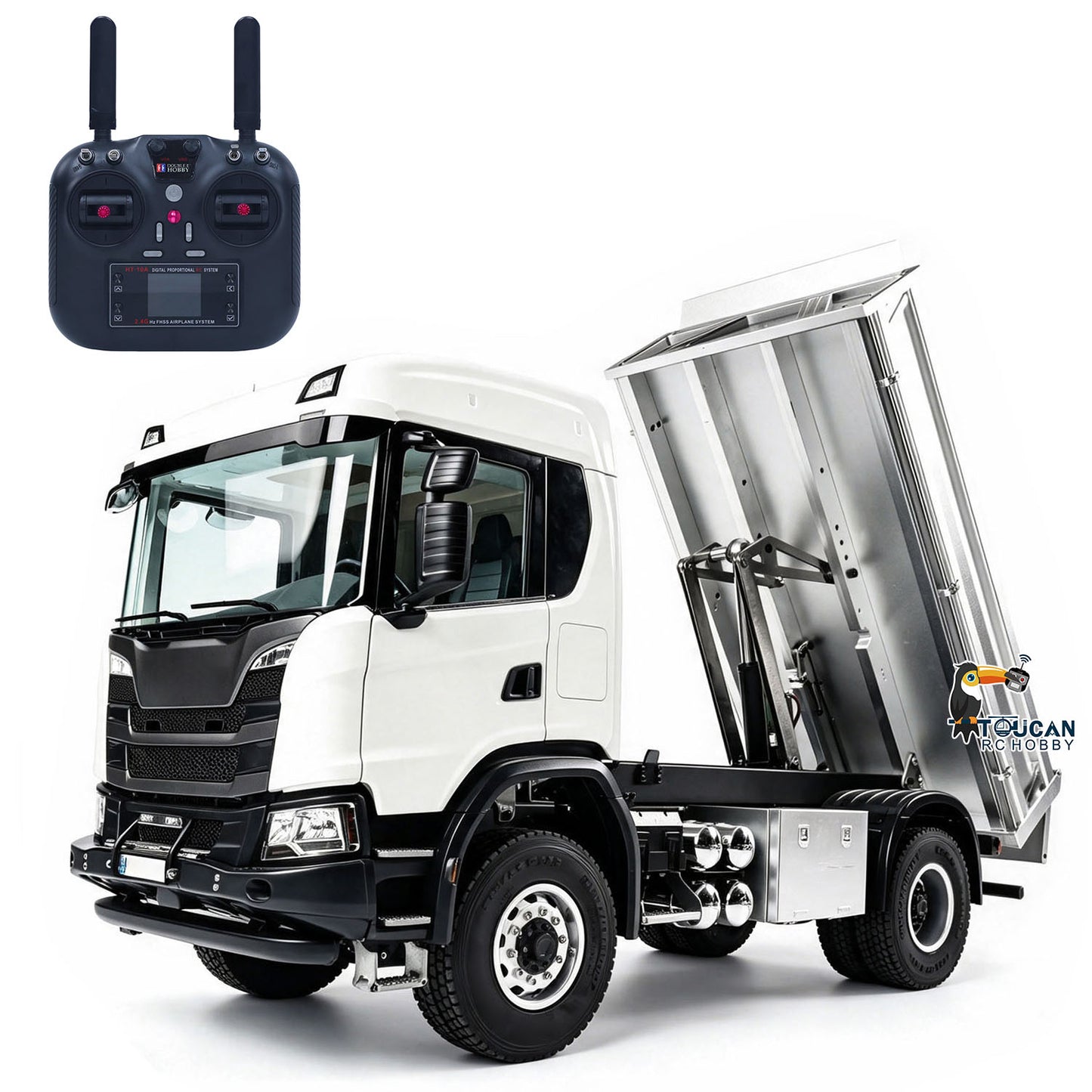 Double E 500G E022 1/14 4x4 RC Dump Truck Electric Lifting 2Speed RTR Tipper Metal Axle Magnetic High Roof Battery Radio Light