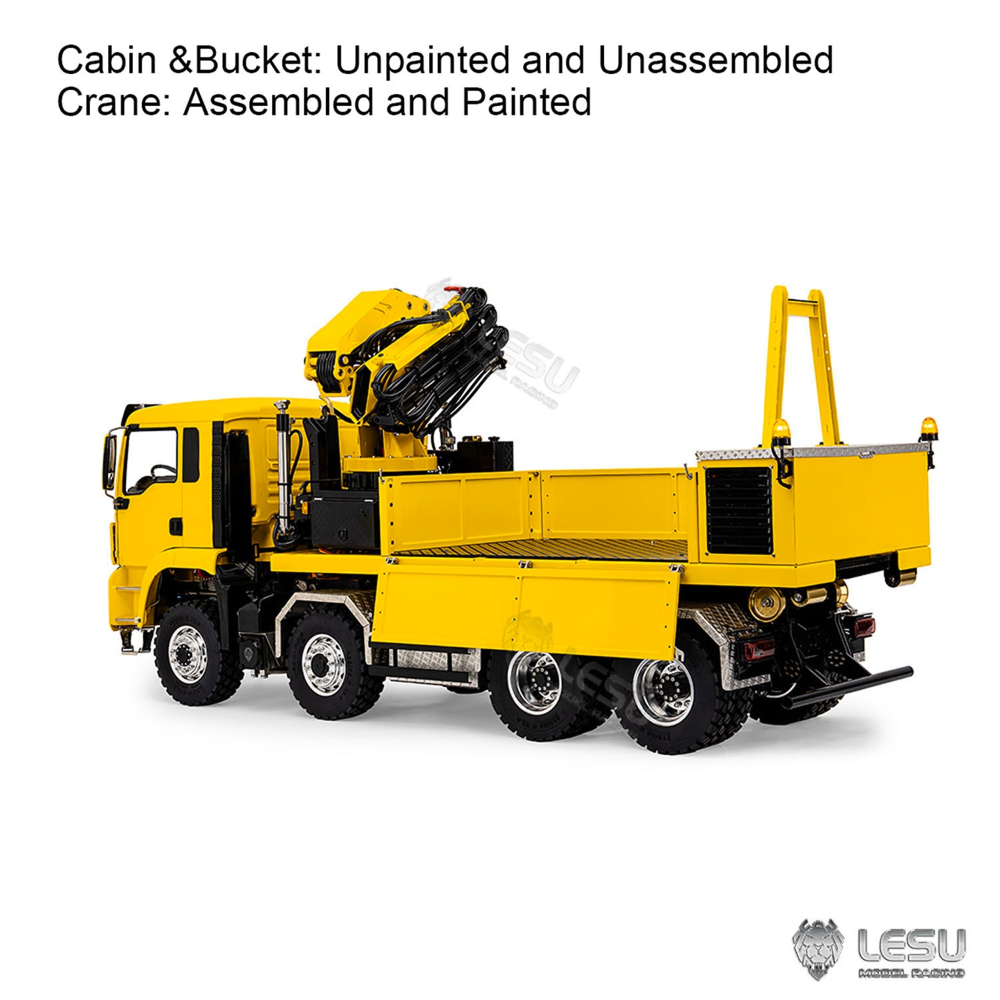 LESU 1/14 Metal Hydraulic 8x8 RC Roll On Off Dumper with Crane 2 Speed Transmission 9 Ways Brass Valves Sound Light System