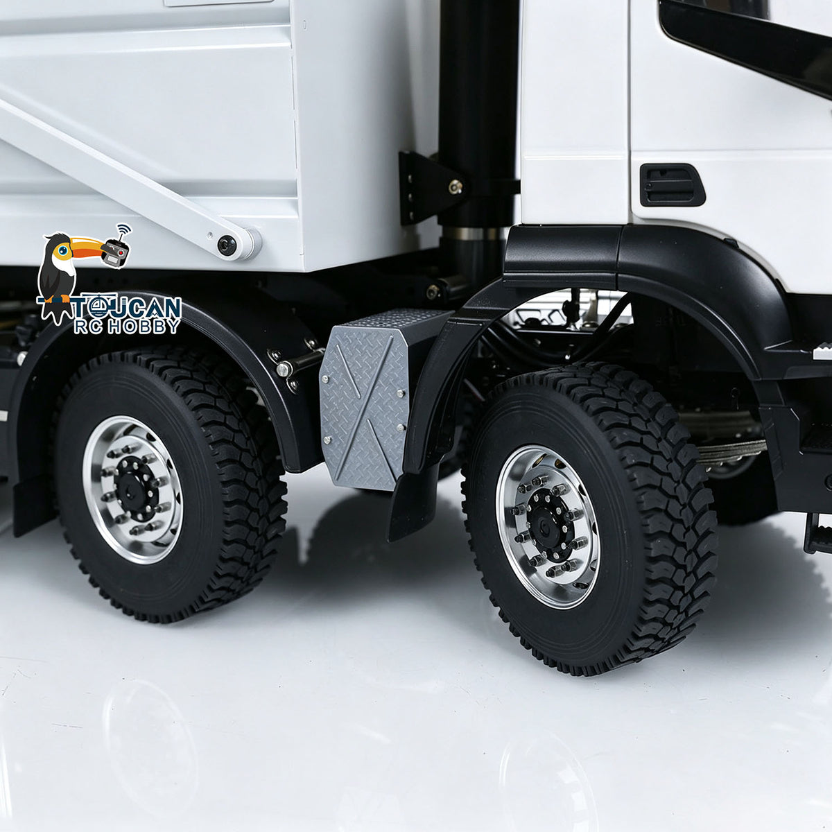 TOUCAN RC HOBBY MODOModel Metal 1/14 8x4 RC Tipper Truck Remote Control Hydraulic Dumper Lorry Vehicle Model Flip-over Cover 2speed Transmission LED Lights Sound System