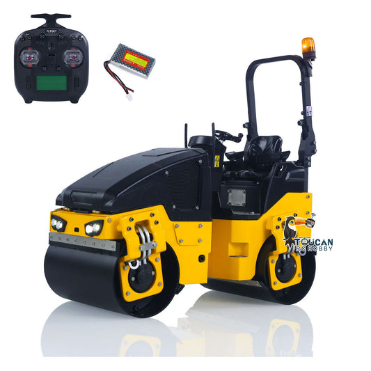 Fast Free Shipping 1/14 Metal RC Electric Road Roller BOM BW120AD RTR Remote Control Construction Vehicle Model Flysky ST8 Radio Battery Light System