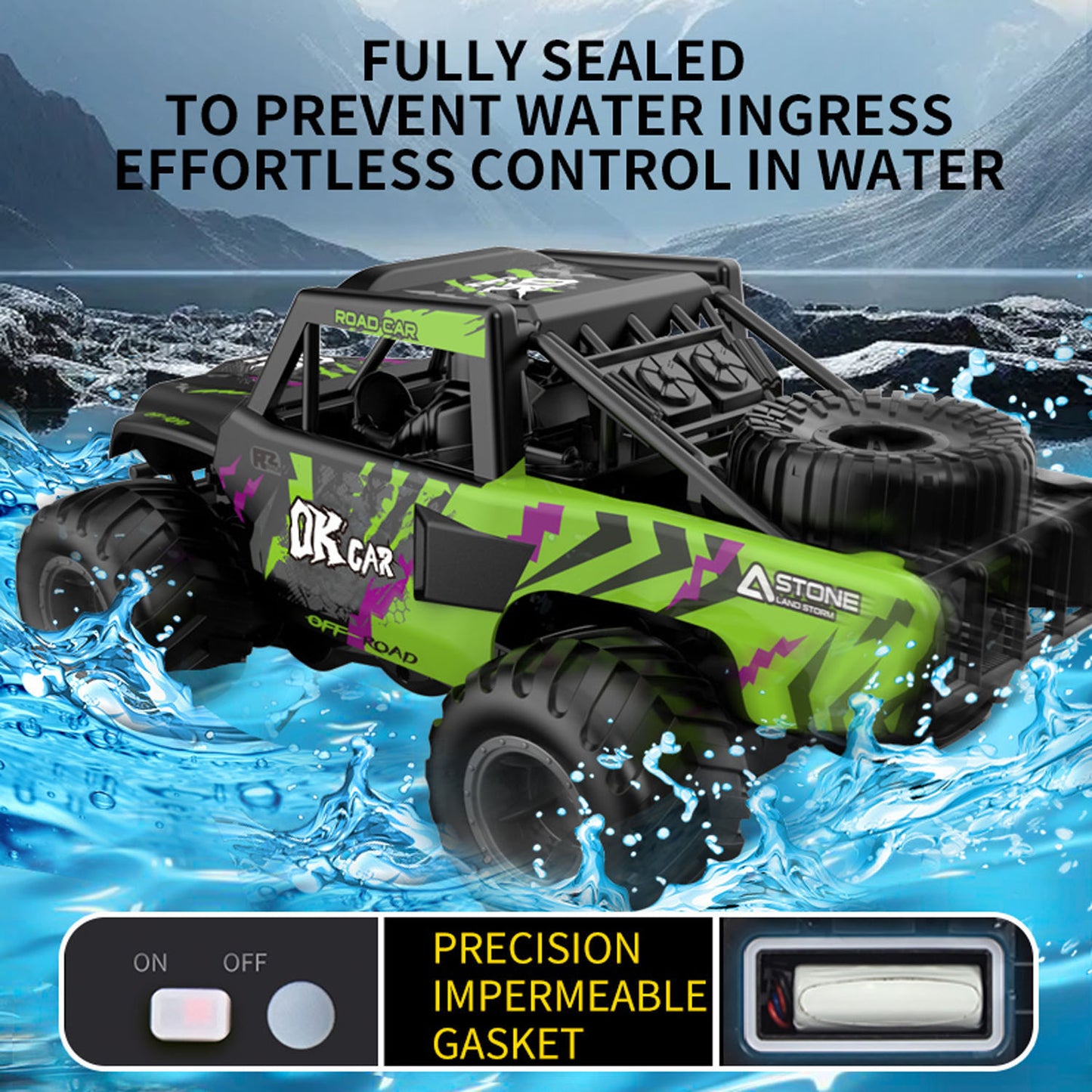 1:18 RC Off Road Car Q191 Waterproof Remote Control Amphibious Vehicle 360 Rotation Stunt Car Electric 4WD Ready To Run Battery